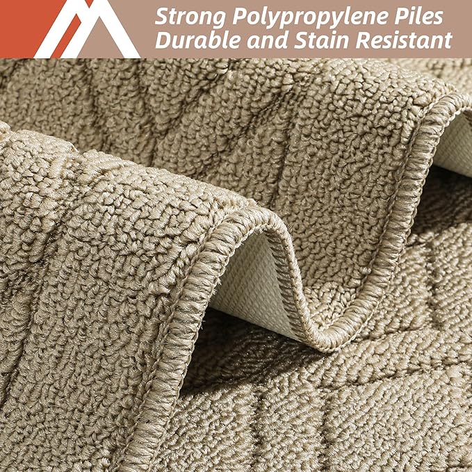 COSY HOMEER 48x20 Inch/30X20 Inch Kitchen Rug Mats Made of 100% Polypropylene 2 Pieces Soft Kitchen Mat Specialized in Anti Slippery and Machine Washable for Home Kitchen,Beige