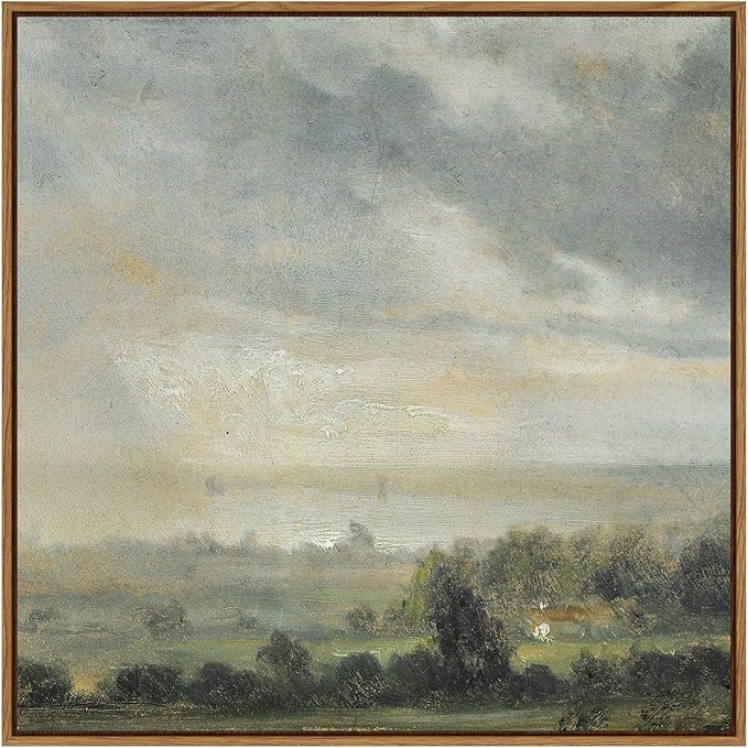 InSimSea Square Framed Canvas Wall Art, Landscape Scenery Sky Cloud Grassland Canvas Oil Paintings Home Decor, Wall Art Prints Room Decor for Living Room, Bedroom, Bedroom, Office 16"x16"