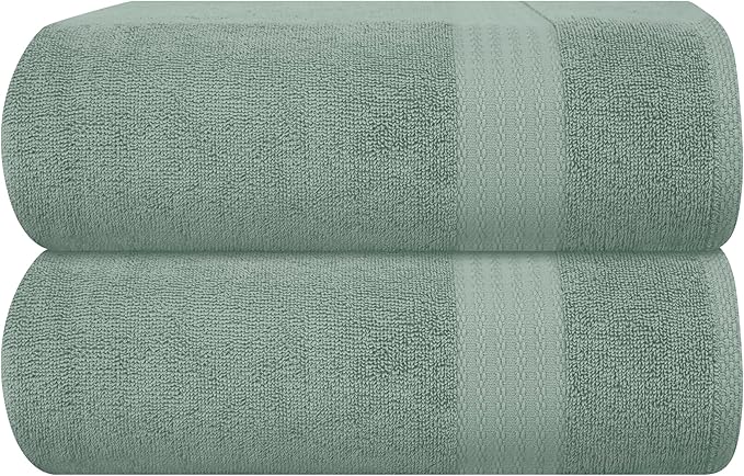 GLAMBURG Premium Cotton Oversized 2 Pack Bath Sheet 35x70-100% Pure Cotton - Ideal for Everyday use - Ultra Soft & Highly Absorbent - Machine Washable - Jade