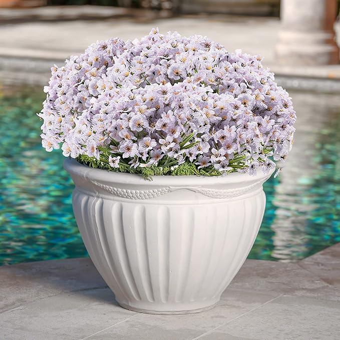 20 Bundles Artificial Flowers for Outdoors, UV Resistant Fake Flowers with Plastic Plants, Faux Silk Flowers for Planter outdoors, Fake Realistic Flowers for Window Box Front Porch Patio Decor-White