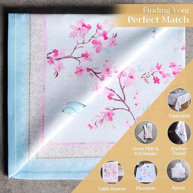 Maison d' Hermine Cloth Napkins Set of 4 100% Cotton Everyday Reusable Square Napkins Cloth Washable, Dinner, Party, Wedding, Restaurant, Spring/Summer (Blossoms in Spring, 20" x 20")