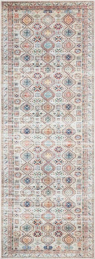 Keen Home Design 2x12 Rug - Machine Washable Runner Rug with Non-Slip Backing, Ideal for Hallway, Entryway, Kitchen, Laundry Room - Vintage, Easy Clean, Durable, Low Pile - (2'6" x 12')