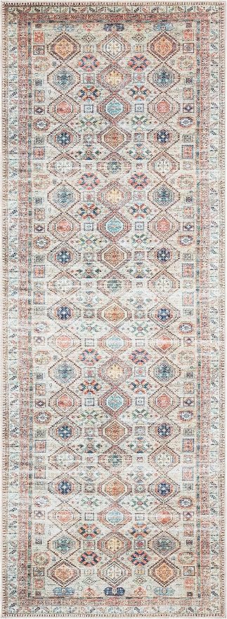 Keen Home Design 2x7 Rug - Machine Washable Runner Rug with Non-Slip Backing, Ideal for Hallway, Entryway, Kitchen, Laundry Room - Vintage, Easy Clean, Durable, Low Pile Rug - (2'6" x 7')