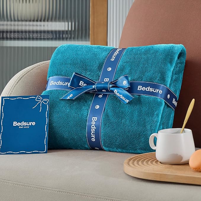 Bedsure GentleSoft Fleece Throw Blanket Teal - 300GSM Blankets for Couch, Sofa, Bed, Soft Lightweight Plush Cozy Throws for Toddlers, 50x60 inches