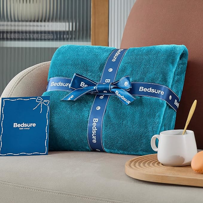 Bedsure GentleSoft Bedding Fleece Blanket for Girls and Boys - Soft Cozy Cute Small Throw Blankets for Travel, 43x55 Inches,Teal Blue