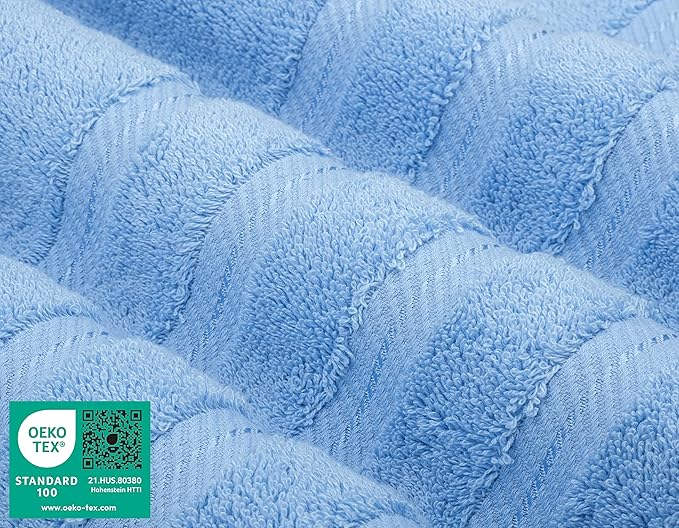 American Soft Linen Premium 3 Piece Towel Set, 1 Bath Towel 1 Hand Towel 1 Washcloth, 600 GSM 100% Cotton Turkish Towels for Bathroom, Sky Blue Towel Set