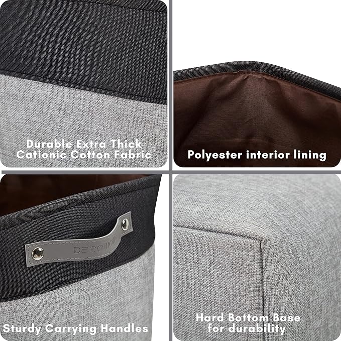 DECOMOMO Extra Large Storage Baskets 54.5L Fabric Storage Bins for Organizing Linen Closet, Toys, Nursery (Grey and Black, XXXL - 3 pack)