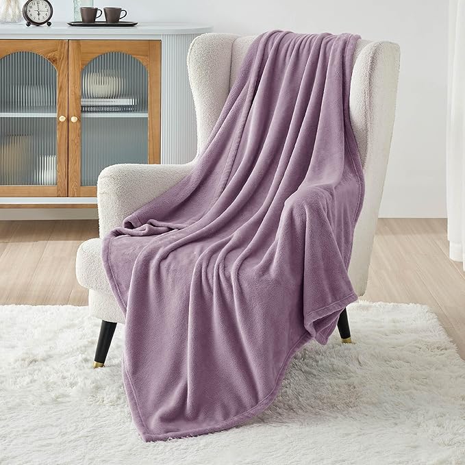 Bedsure GentleSoft Fleece Throw Blanket for Couch Fog Purple - Lightweight Plush Fuzzy Cozy Soft Blankets and Throws for Sofa, 50x60 inches