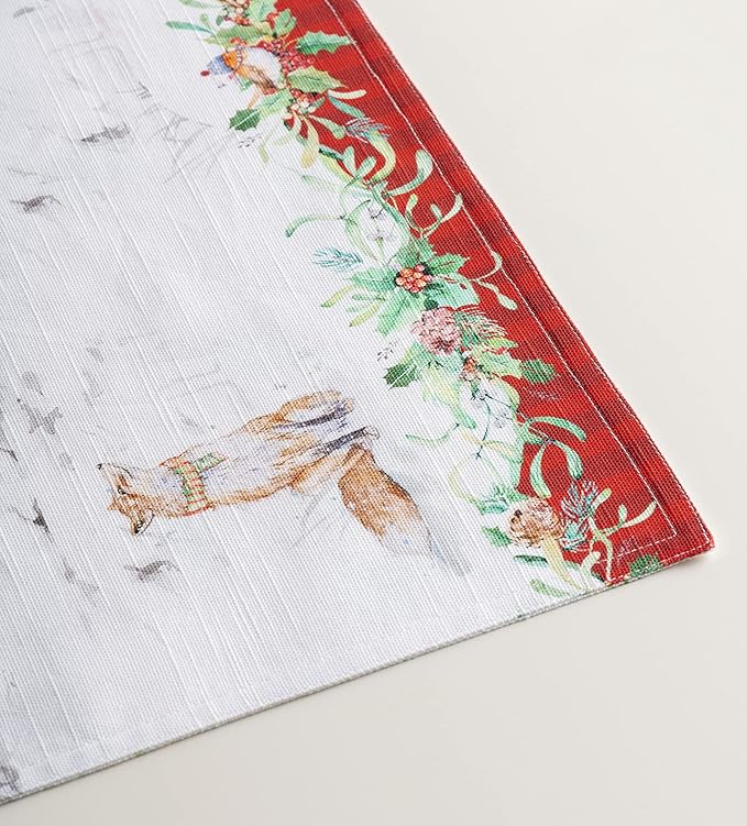 Maison d' Hermine Placemats Set of 4 100% Cotton Washable Cloth Place Mats, Reusable Table Mats for Kitchen Dining Decoration, Party, Wedding, Restaurant (Christmas Tradition, 13" x 19")