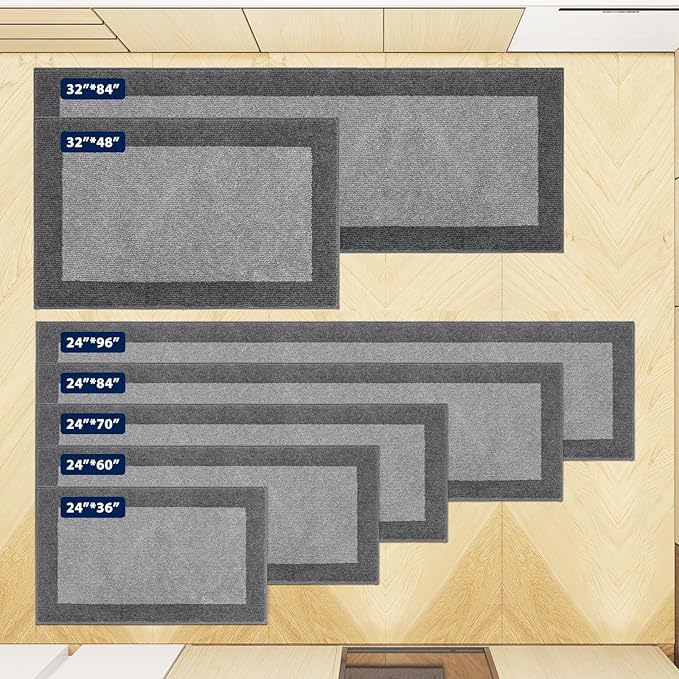 Machine Washable Kitchen Rug 24" x 96", Non Slip Kitchen Mat for Floor, Absorbent Entrance Runner Rug for Bedroom, Hallway, Bathroom, Door (Roll Packing)