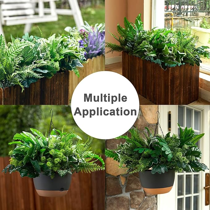 PARTY JOY 14 Bunches Fake Plants Outdoor, Fake Bushes UV Resistant Artificial Flowers Greenery Shrubs Faux Greenery for Outdoor Garden Patio Front Porch Yard Decor