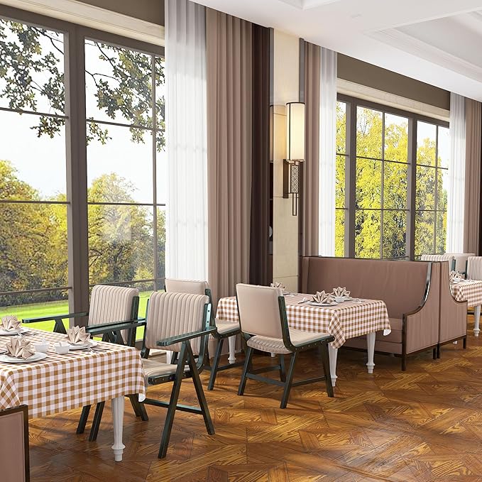 misaya Rectangle Waterproof Vinyl Table Cloth, Buffalo Flannel Backed Tablecloth, Wipeable Plastic Table Cover for Fall, Thanksgiving (60" x 84", Brown and White)