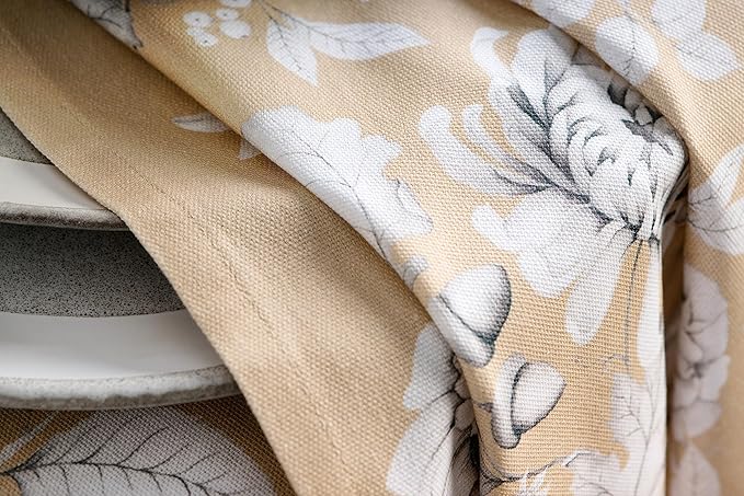 Maison d' Hermine Cloth Napkins Set of 4 100% Cotton Everyday Reusable Square Napkins Cloth Washable, Dinner, Party, Wedding, Restaurant (Pretty Autumn, 20" x 20")