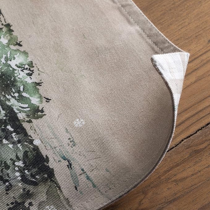 Maison d' Hermine Placemats Set of 4 100% Cotton Washable Cloth Place Mats, Reusable Table Mats for Kitchen Dining Decoration, Party, Wedding, Restaurant (Deer in The Woods, 13" x 19")