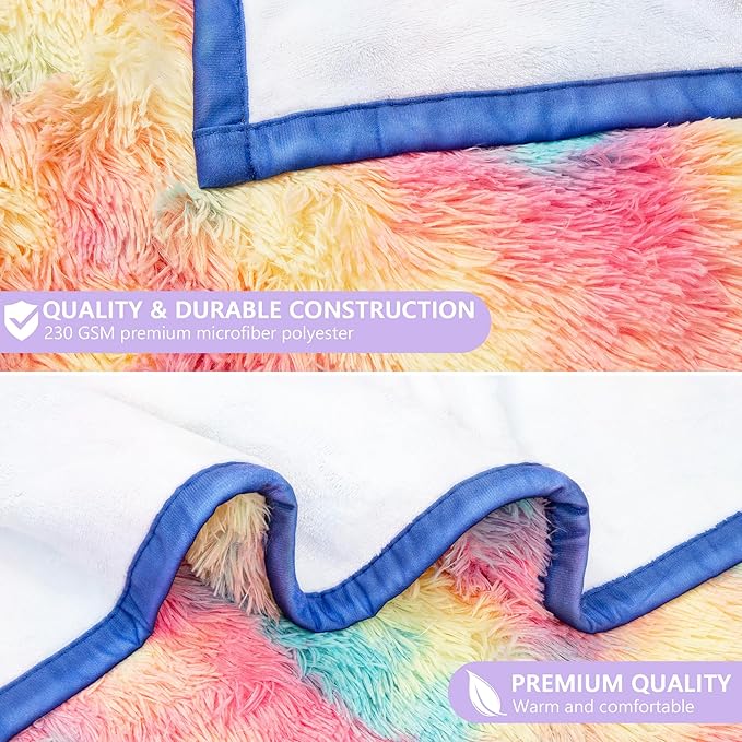 Unicorn Wearable Hooded Throw Blanket for Adults - Super Soft Warm Cozy Plush Flannel Fleece & Fluffy Shaggy Faux Fur Hoodie Throw Cloak Wrap - Unicorn Gifts for Women Adults and Kids