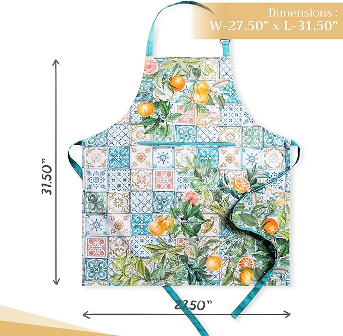 Maison d' Hermine 100% Cotton Apron for women with Pocket Kitchen Chef Apron for Men Cooking Gardening Server Waitress