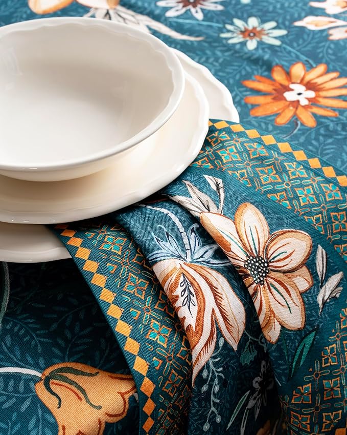 Maison d' Hermine Cloth Napkins Set of 4 100% Cotton Everyday Reusable Square Napkins Cloth Washable, Dinner, Party, Wedding, Restaurant (Luxury Loft-Dark Teal, 20" x 20")