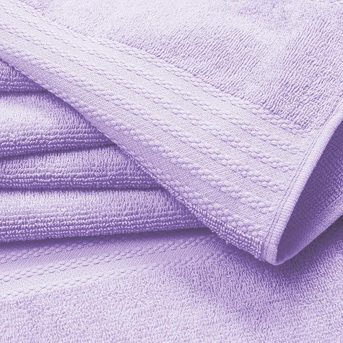 GLAMBURG Ultra Soft 8-Piece Towel Set - 100% Pure Ringspun Cotton, Contains 2 Oversized Bath Towels 27x54, 2 Hand Towels 16x28, 4 Wash Cloths 13x13 - Ideal for Everyday use, Hotel & Spa - Purple