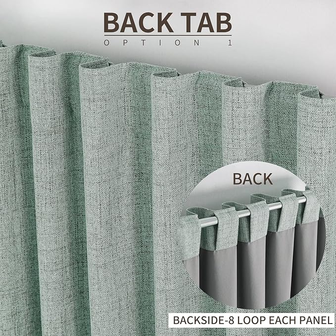 Joydeco Custom 100% Blackout Long Drapes for Bedroom Living Room Blackout Darkening Curtain Thermal Insulated Back tab Rod Pocket 1 Panel(Sage Green,Custom Size)