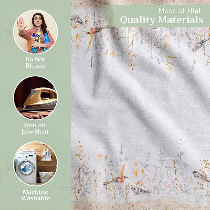 Maison d' Hermine Cloth Napkins Set of 4 100% Cotton Everyday Reusable Square Napkins Cloth Washable, Dinner, Party, Wedding, Restaurant, Spring/Summer (Meadow Florals - Beige, 20" x 20")