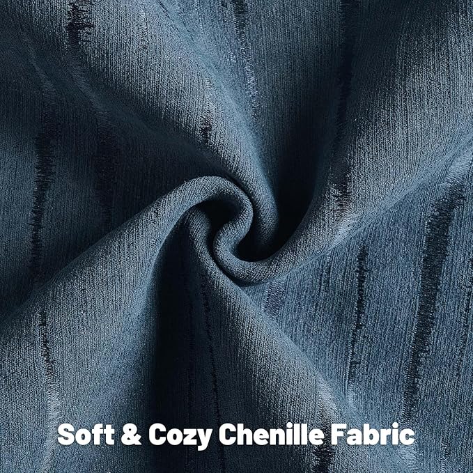 FUTEI Navy Blue Chenille Decorative Throw Pillow Covers 26x26 Inch Set of 2,Soft Embossed Striped Textured Euro Pillow Shams,Modern Home Decor for Couch Bed Living Room