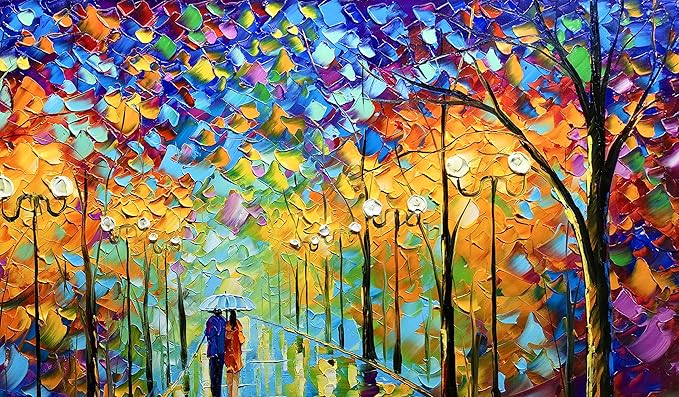 Tyed art- Large Contemporary Wall Art Landscape Oil Painting On Canvas palette knife Textured Tree Painting hand-painted Acrylic Abstract Landscape wall art modern canvas painting 30x60inch