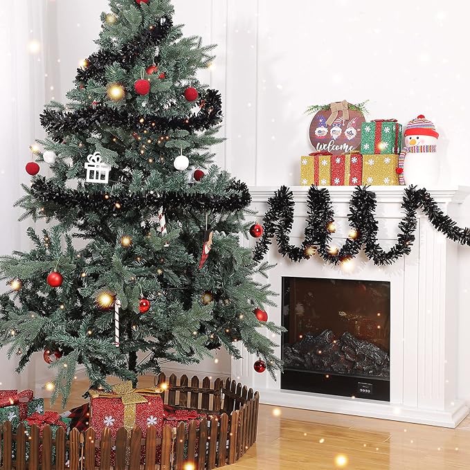 Dingion 59 Feet Christmas Tinsel Garland Metallic Twist Ornaments Hanging Glitter Xmas Garland for Christmas Tree Indoor Outdoor Decoration Party Supplies