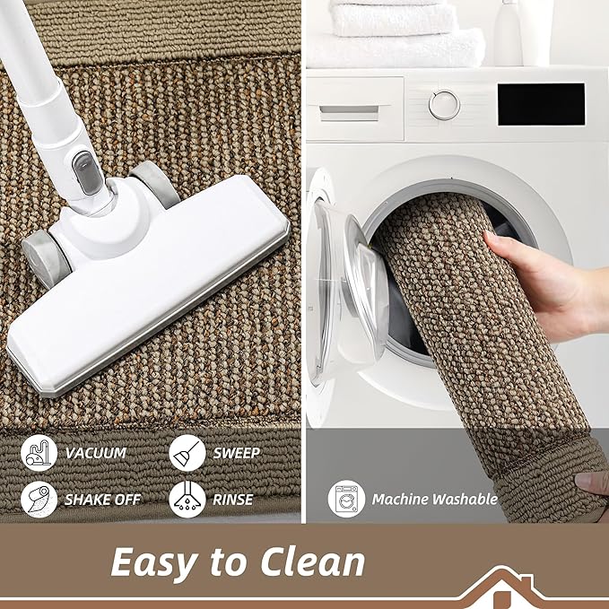 BEQHAUSE Kitchen Runner Rugs 24"x60", Kitchen Rugs Non-Slip Kitchen Mats for Floor, Absorbent and Stain Resistant Kitchen Mats, Machine Washable Rug for Kitchen, Hallway, Laundry & Sink, Taupe