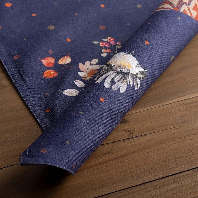 Maison d' Hermine Placemats Set of 4 100% Cotton Washable Cloth Place Mats, Reusable Table Mats for Kitchen Dining Decoration, Party, Wedding, Restaurant (Kelim - Infinity, 13" x 19")