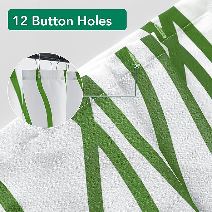 Biscaynebay Extra Long Textured Fabric Shower Curtain 72 W x 84 L, Sage Printed Striped Linen Modern Hotel Luxury Quality Cloth Bathroom Curtains Machine Washable