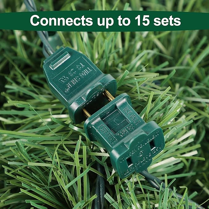 Biswing 15FT Pre-lit Christmas Green Garland Upgrade, Lighted Artificial Pine Garlands with 35 Count Clear Lights, Connectable & Light Up for Indoor Outdoor Home Winter Holiday New Year Decorations