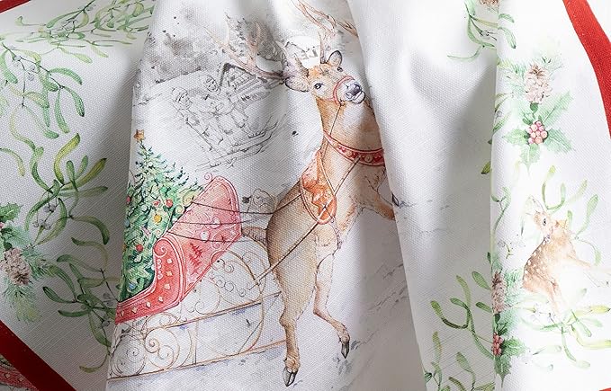 Maison d' Hermine Cloth Napkins Set of 4 100% Cotton Everyday Reusable Square Napkins Cloth Washable, Dinner, Party, Wedding, Restaurant (Christmas Tradition, 20" x 20")