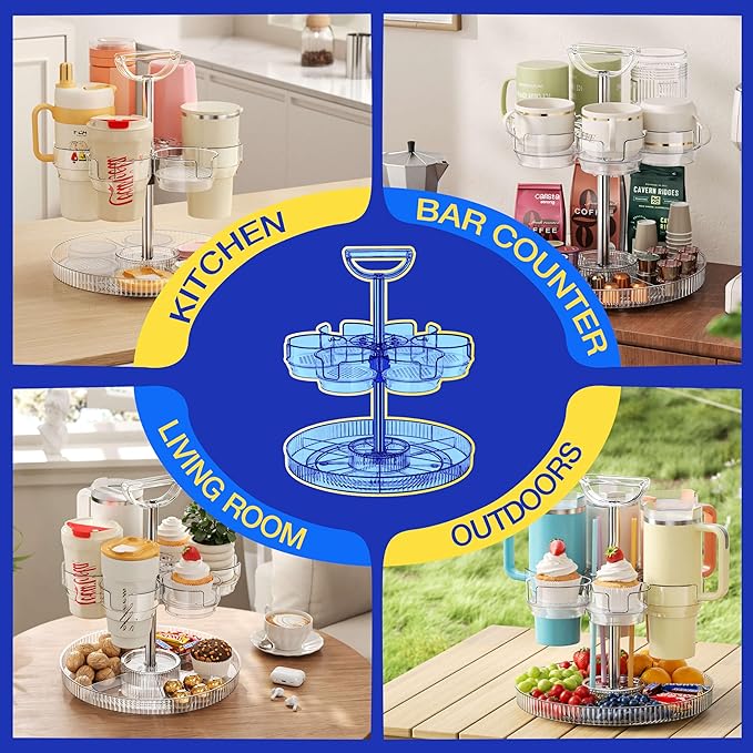 Tumbler Organizer for Stanley Cup and Water Bottle Holder for Cabinet and Kitchen Storage (Clear)