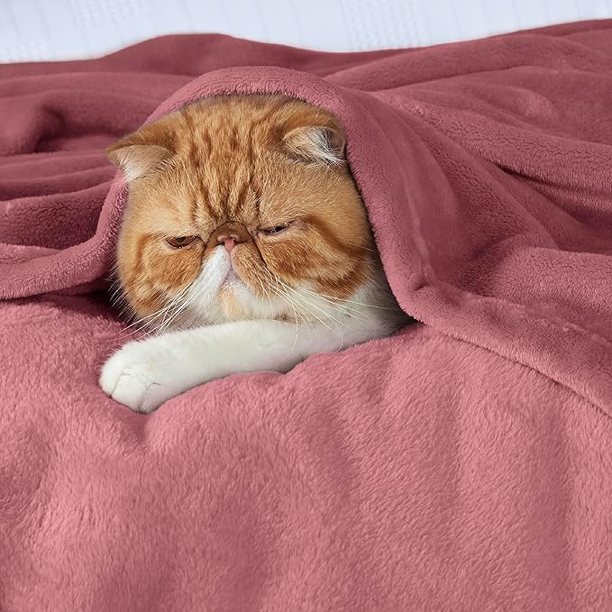 Bedsure GentleSoft Twin XL Fleece Blanket Dorm Bedding - Lightweight Soft Cozy Blankets for Bed, Sofa, Couch, Travel, Camping, Rose Pink, 66"x90"