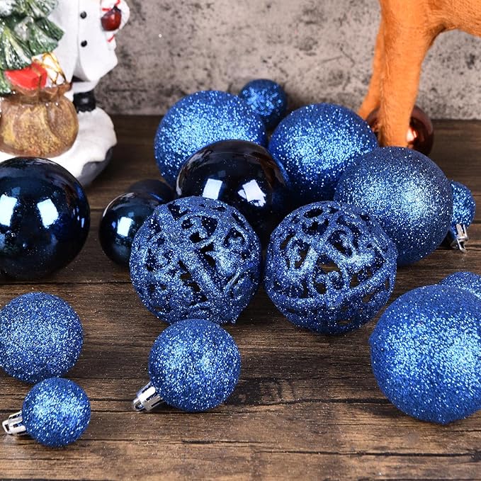 Halloween Balls Tree Ornaments, Shatterproof Christmas Decorations Set with Reusable Hand-held Gift Package for Holiday Xmas Tree Decor (100, Dark Blue)