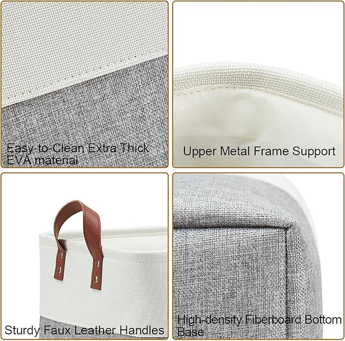 DECOMOMO Fabric Storage Basket Large Closet Storage Bins for Toys Nursery & Laundry Storage (Grey & White, XXL - 3 Pack)