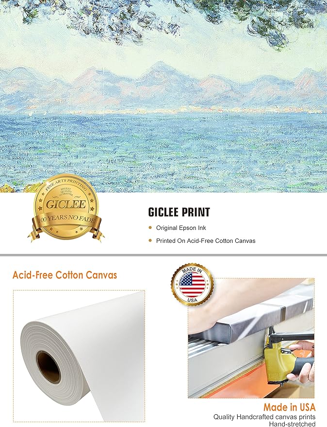 DECORARTS - The Esterel Mountains 1888, Claude Monet Art Reproduction. Giclee Canvas Prints Wall Art for Home Decor 30x24