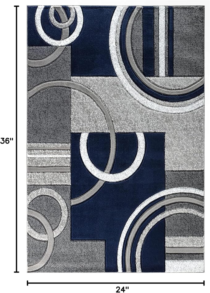 GLORY RUGS Area Rug Modern Soft Hand Carved Contemporary Floor Carpet with Premium Fluffy Texture for Indoor Living Dining Room and Bedroom Area (2x3, Navy)
