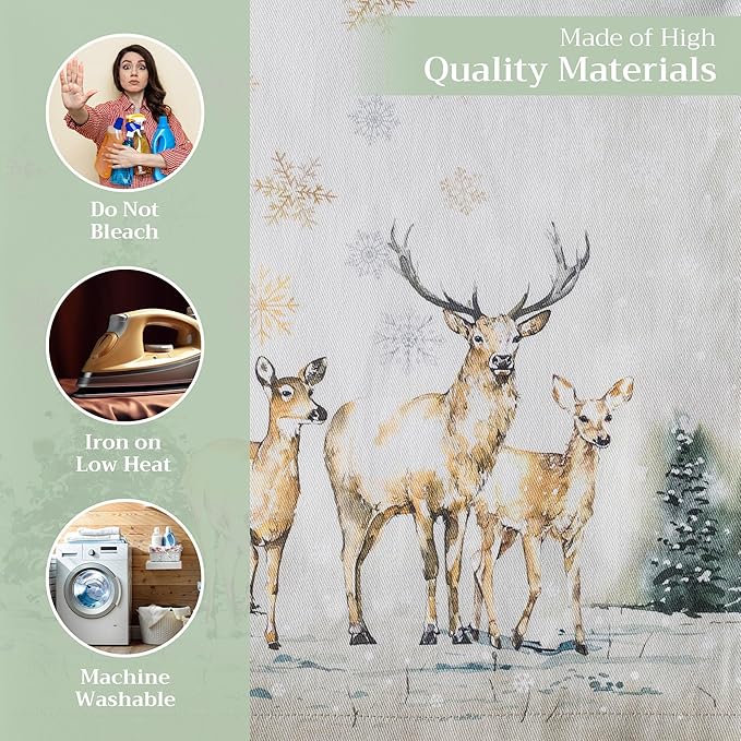 Maison d' Hermine Cloth Napkins Set of 4 100% Cotton Everyday Reusable Square Napkins Cloth Washable, Dinner, Party, Wedding, Restaurant (Deer in The Woods, 20" x 20")