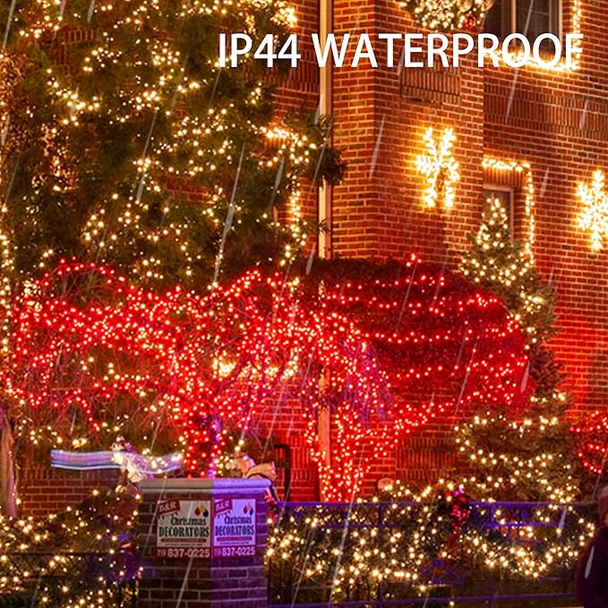 Dazzle Bright Fairy Lights Battery Operated, 2 Pack Total 40FT 120LED Silver Wire Waterproof Battery Operated String Lights, Christmas Decorations for Indoor Outdoor Bedroom Yard Decor, Red