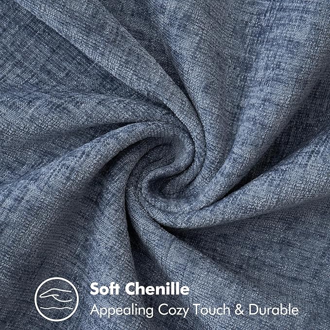 MIULEE Pack of 2 Couch Throw Pillow Covers 24x24 Inch Dark Grey Blue Farmhouse Decorative Pillow Covers with Stitched Edge Soft Chenille Solid Dyed Spring Pillow Covers for Sofa Bed Living Room