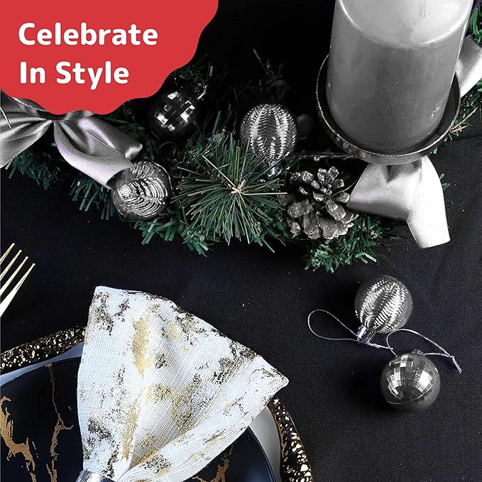 Prextex 36pc Shatterproof Silver Christmas Balls Ornament Set - Festive Christmas Tree Ornaments in 3 Different Sizes and 6 Styles - Holiday Decoration with Hanging Loops for Tree, Wreath, Party Decor