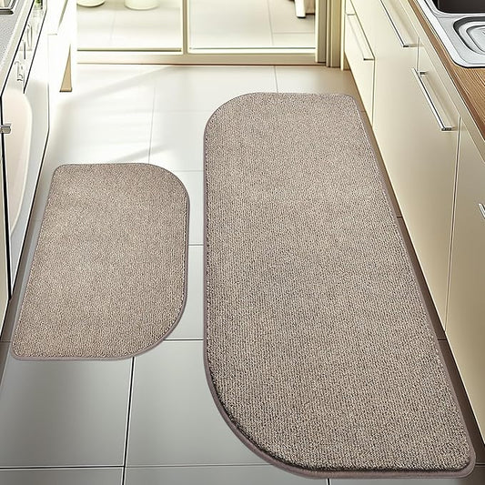 Washable Kitchen Rugs Set of 2 (24" x 35.5" + 24" x 59"), Non Slip Kitchen Mats for Floor, Absorbent Indoor Entryway Runner Rugs for Laundry, Bathroom, Door, Bedroom (Roll Packing)