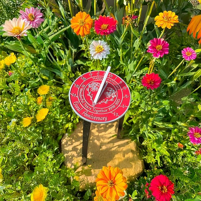 Anniversary Sundial Gift for 35th Coral Wedding Anniversary in 2025 - Recycled Metal Home Decor Or Garden Present Idea - Handmade in UK for Him, Her Parents Or Couples 35 Year Celebration