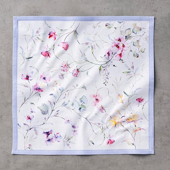 Maison d' Hermine Cloth Napkins Set of 4 100% Cotton Everyday Reusable Square Napkins Cloth Washable, Dinner, Party, Wedding, Restaurant, Spring/Summer (Summer Floral, 20" x 20")
