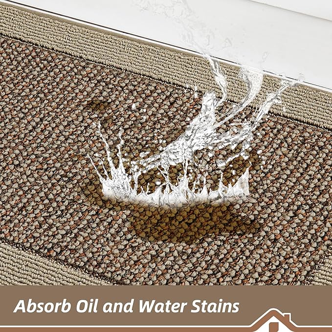 BEQHAUSE Kitchen Runner Rugs 24"x60", Kitchen Rugs Non-Slip Kitchen Mats for Floor, Absorbent and Stain Resistant Kitchen Mats, Machine Washable Rug for Kitchen, Hallway, Laundry & Sink, Taupe