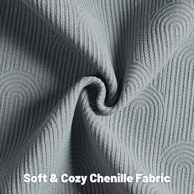 FUTEI Dark Grey Chenille Decorative Throw Pillow Covers 26x26 Inch Set of 2,Soft Cozy Striped Geometric Patterns Euro Pillow Sham,Modern Home Decor for Couch Bed Living Room