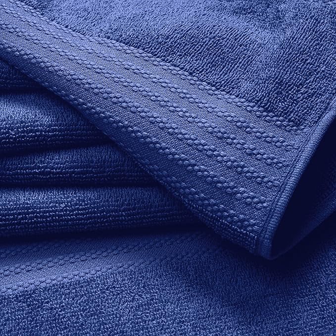 GLAMBURG Premium Cotton 4 Pack Bath Towel Set - 100% Pure Cotton - 4 Bath Towels 27x54 - Ideal for Everyday use - Ultra Soft & Highly Absorbent - Navy