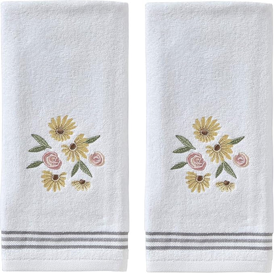 SKL Home by Saturday Knight Ltd. Tossed Flowers Hand Towel (2-Pack), White