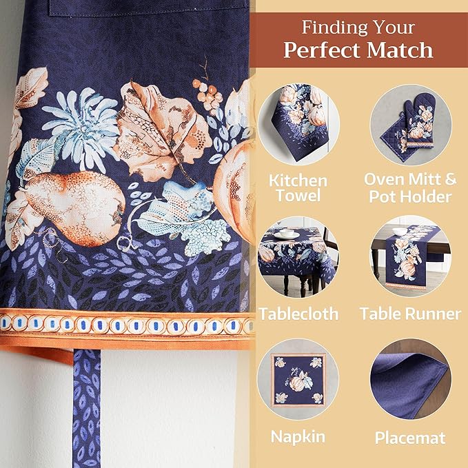 Maison d' Hermine 100% Cotton Apron for women with Pocket Kitchen Chef Apron for Men Cooking Gardening Server Waitress